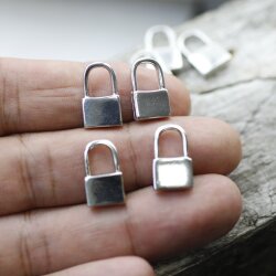 10 Dainty Padlock Charms Pendant Rhodium