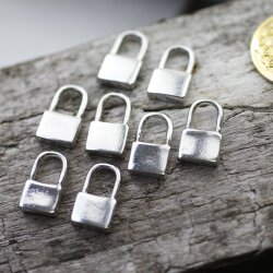 10 Dainty Padlock Charms Pendant Rhodium