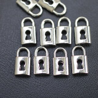 20 Dainty Padlock Charms Pendant Rhodium