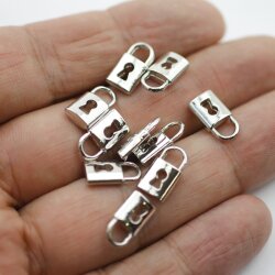 20 Dainty Padlock Charms Pendant Rhodium