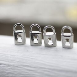 20 Dainty Padlock Charms Pendant Rhodium