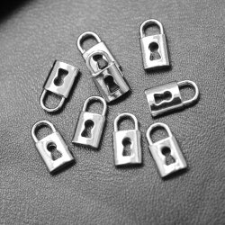 20 Dainty Padlock Charms Pendant Rhodium