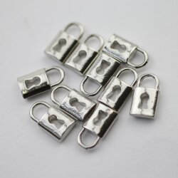 20 Dainty Padlock Charms Pendant Rhodium