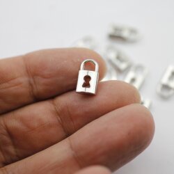 20 Dainty Padlock Charms Pendant Rhodium