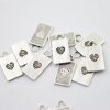 10 Heart Charms Pendant, Rectangle Heart, Silver Heart