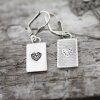 10 Heart Charms Pendant, Rectangle Heart, Silver Heart