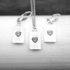 10 Heart Charms Pendant, Rectangle Heart, Silver Heart