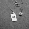 10 Heart Charms Pendant, Rectangle Heart, Silver Heart