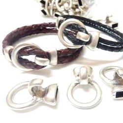 5 Hook Clasps for Leather and Cord Bracelet, Antique Silver