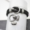 5 Hook Clasps for Leather and Cord Bracelet, Antique Silver