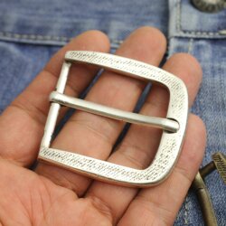 Antique Silver Belt Buckle for 4 cm snap belts, Leather Strap Buckle