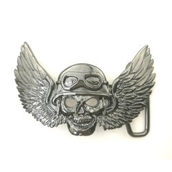 Belt Buckle Biker, angel of death, 9,0x6,0 cm,  jet hematite