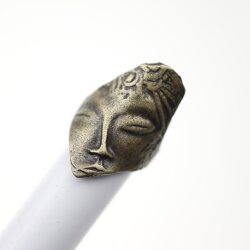 Antique Brass Buddha Ring, Face Ring