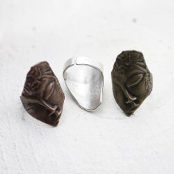 Antique Brass Buddha Ring, Face Ring