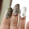 Antique Brass Buddha Ring, Face Ring