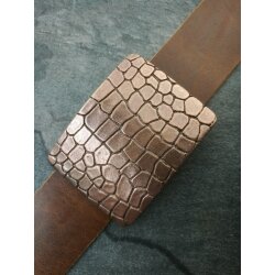 Croco Look Belt Buckle, antique copper