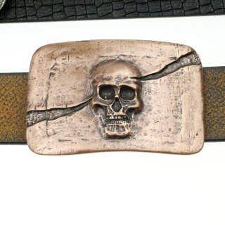 Antique Copper Belt Buckle Skull, Deaths head