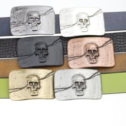 Matte Black Belt Buckle Skull, Deaths head