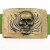 Antique Brass Belt Buckle Skull, Deaths head in flames