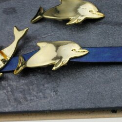 5 Delfin Schiebeperlen für 10x2,5 mm Flaches Leder, gold