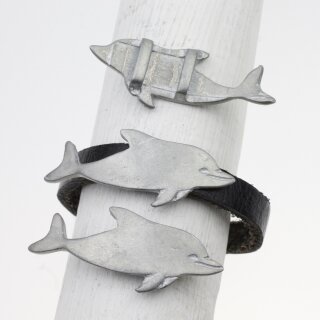 5 Delfin Schiebeperlen für 10x2,5 mm Flaches Leder, Zamak Roh