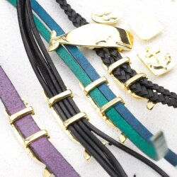 5 Shark Slider Bracelet Findings, Connector for Leather Bracelet, antique silver