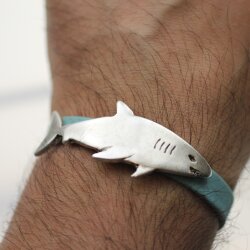 5 Shark Slider Bracelet Findings, Connector for Leather...