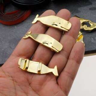 Whale sliders for 10x2 mm flat braided leather, gold