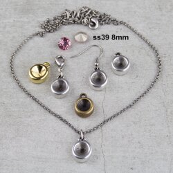 10 Anhänger Fassungen für 8 mm Chatons Swarovski Stein, altsilber