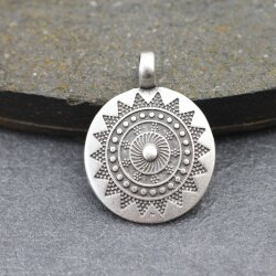 1 Großer ethnischer Sonnen Mandala Anhänger 33 mm, altsilber