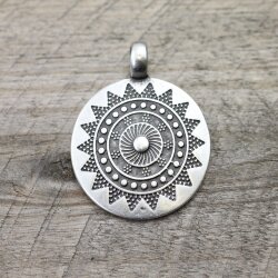 1 Sun Mandala Round Disc Pendants 33 mm (Ø 6 mm),...