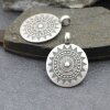 1 Großer ethnischer Sonnen Mandala Anhänger 33 mm, altsilber