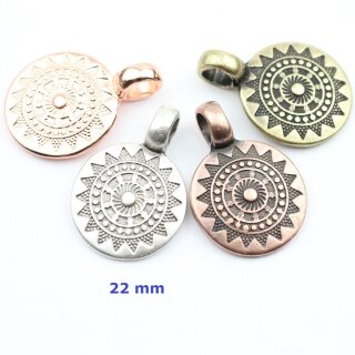 5 Sonnen Anhnger 22 mm, altsilber