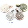 5 AntiqueSilver Sun Mandala Round Disc Pendants 22 mm