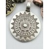 5 AntiqueSilver Sun Mandala Round Disc Pendants 22 mm