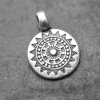 5 AntiqueSilver Sun Mandala Round Disc Pendants 22 mm