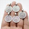 5 AntiqueSilver Sun Mandala Round Disc Pendants 22 mm