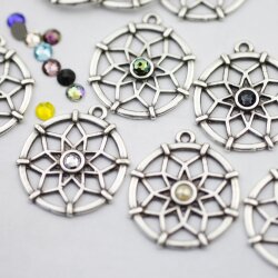 10 Sacred Geometry Charms 25 mm (Ø 2 mm), antique...