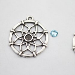 10 Sacred Geometry Charms 25 mm (Ø 2 mm), antique silver