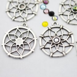10 Sacred Geometry Charms 25 mm (Ø 2 mm), antique silver