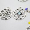 10 Sacred Geometry Charms 25 mm (Ø 2 mm), antique silver