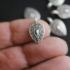 10 Drop Charms, Pendants 19x11 mm (Ø 2 mm), antique silver