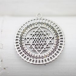 5 Anhänger Shri Yantra 36 mm, altsilber