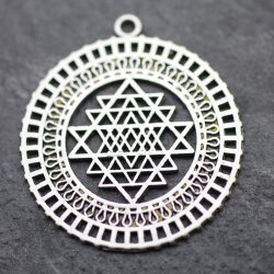 5 Sri Yantra Pendants 36 mm, antique silver