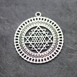 5 Anhänger Shri Yantra 36 mm, altsilber