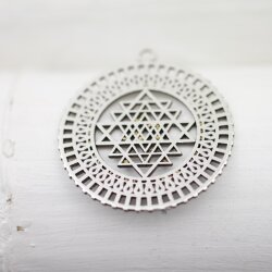 5 Sri Yantra Pendants 36 mm, antique silver