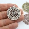 5 Sri Yantra Pendants 36 mm, antique silver