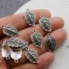 10 Leaf Charms antique silver