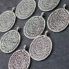 5 Disc Of Phaistos Pendant 39x29 mm, antique silver