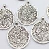 5 Disc Of Phaistos Pendant 39x29 mm, antique silver